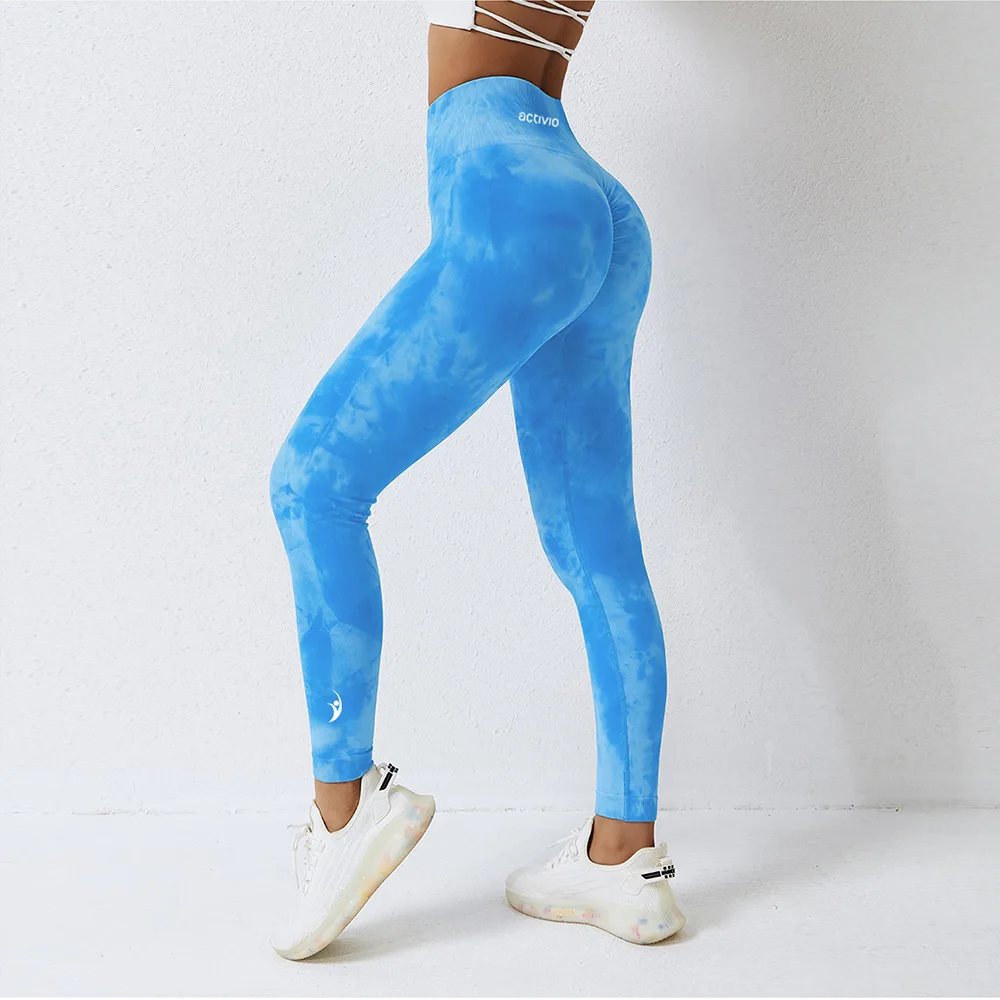 Blue scrunch leggings