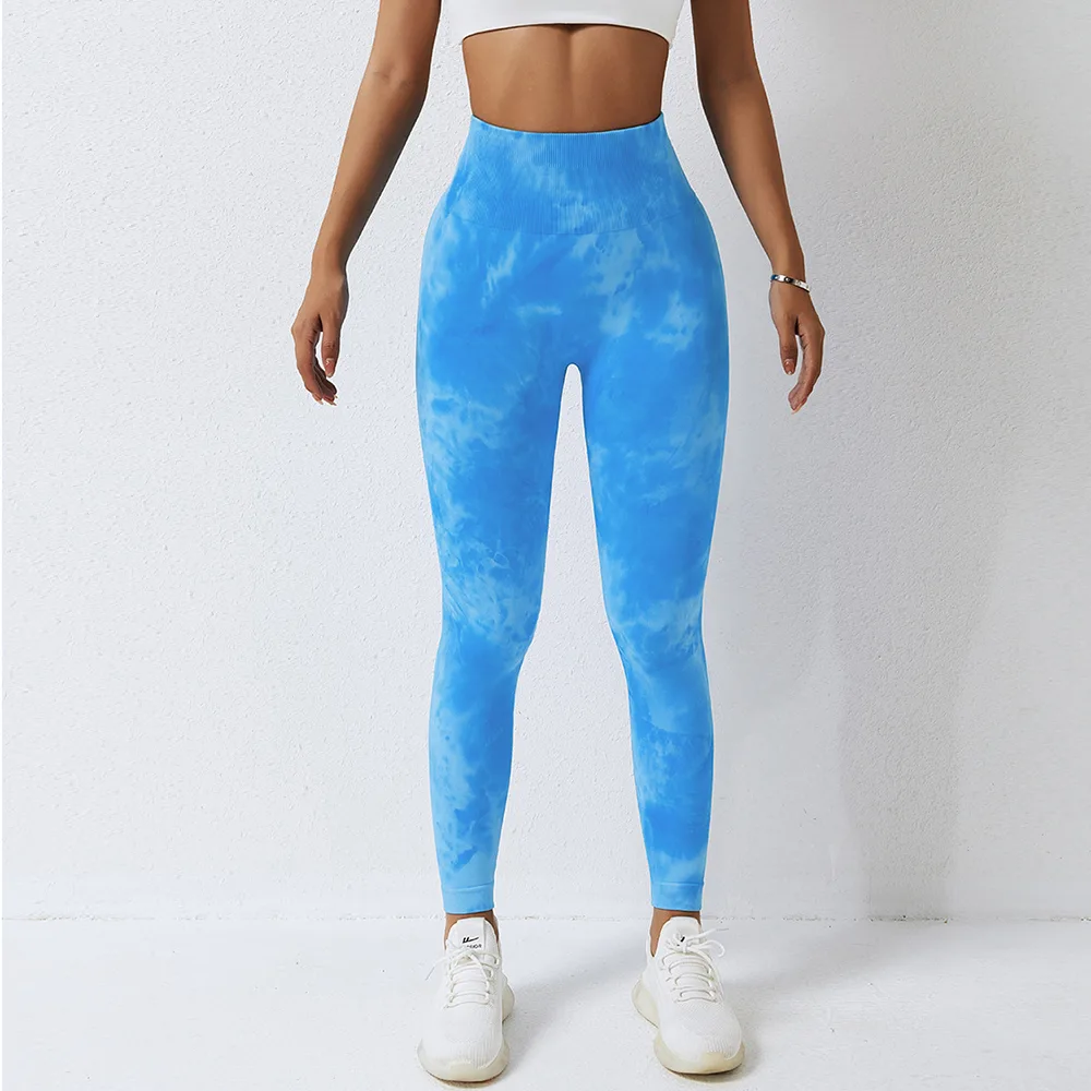 Blue scrunch leggings